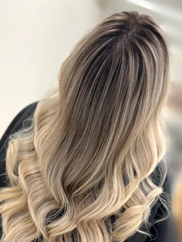 Ombré blond aux racines profondes